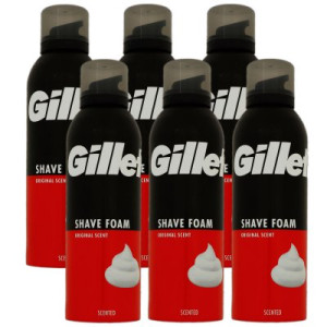 Gillette Shave Foam Rasierschaum 6 x 200 ml Original Scent für normale Haut