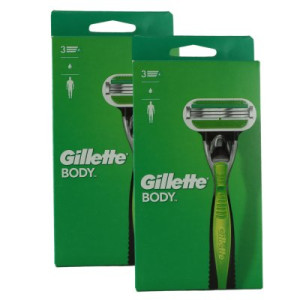 2 x Gillette Body Rasierer 3 fach Klinge Herrenrasierer Anti Rutsch Griff
