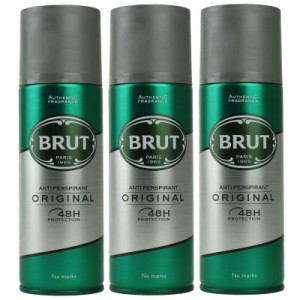Brut Original 3 x 200 ml Anti Perspirant Spray Deodorant Deospray Deo Spray 48 H