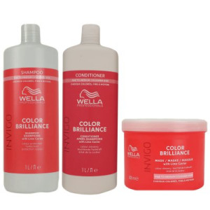 Wella Invigo Color Brilliance Shampoo & Conditioner 1000 ml & Maske 500 ml für feines coloriertes Ha
