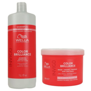 Wella Invigo Color Brilliance Shampoo 1000 ml & Maske 500 ml für feines coloriertes Haar