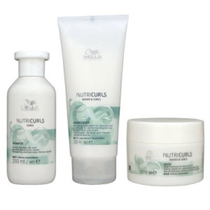 Wella Nutricurls Waves Shampoo 250 ml, Conditioner 200 ml & Maske 150 ml