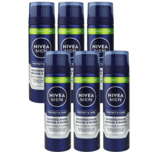 Nivea Men Protect & Care 6 x 200 ml Rasierschaum Shaving Foam für normale Haut