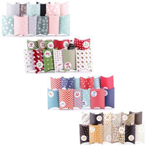 Pajoma Adventskalender Pillowbox zum Befüllen 24 Boxen - Pillow Grün Rot