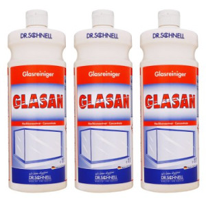 Dr. Schnell Glasan 3 x 1 Liter Großflächen Glasreiniger Profi Glasreiniger