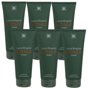 Laura Biagiotti Roma Uomo 6 x 200 ml Showergel Duschgel Shower Gel  Herren