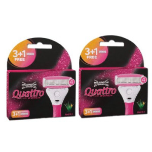 Wilkinson Quattro For Women Rasierklingen 2 x 3+1 Ersatzklingen Aloe Vera