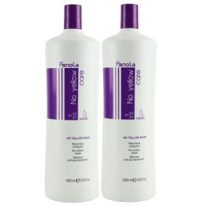 Fanola No Yellow 2 x 1000 ml Maske gegen Gelbstich Graues und Blondes Haar VEGAN