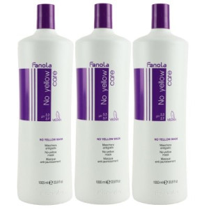 Fanola No Yellow 3 x 1000 ml Maske gegen Gelbstich Graues und Blondes Haar VEGAN