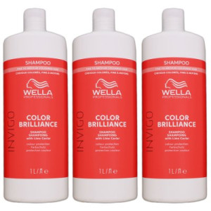 Wella Invigo Color Brilliance Shampoo 3 x 1000 ml feines normales coloriertes Haar