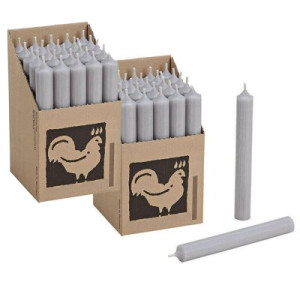 2 x 25 Stabkerzen Grau - Gray 180 x 22 mm Kerzenfarm Kerzen Candle