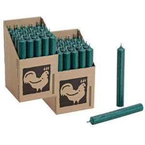 2 x 25 Stabkerzen Dunkelgrün Dark Green 180 x 22 mm Kerzenfarm Kerzen Candle