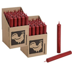 2 x 25 Stabkerzen Dunkelrot - Dark Red 180 x 22 mm Kerzenfarm Kerzen Candle