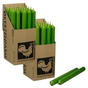 2 x 25 Stabkerzen Grün - Green 180 x 22 mm Kerzenfarm Kerzen Candle