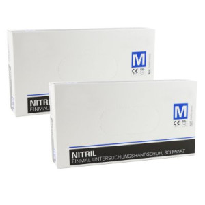 Riemax Nitril Einmalhandschuhe schwarz 2 x 100 Größe M Einweghandschuhe