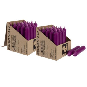 2 x 25 Stabkerzen Aubergine 100 x 22 mm Kerzenfarm Kerzen Candle