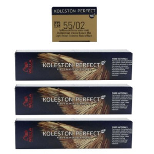 Wella Koleston 3 x 60 ml 55/02 hellbraun intensiv natur matt