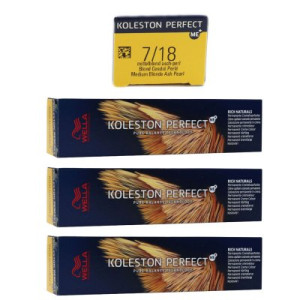 Wella Koleston 3 x 60 ml 7/18 mittelblond asch pearl