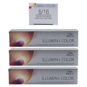 Wella Illumina 3 x 60 ml 6/16 dunkelblond asch violett