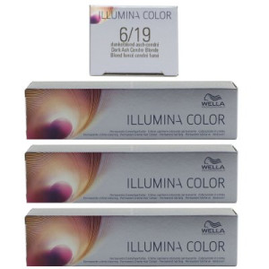 Wella Illumina 3 x 60 ml 6/19 dunkelblond asch cendre