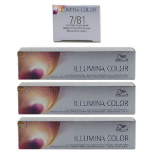 Wella Illumina 3 x 60 ml 7/81 mittelblond perl asch