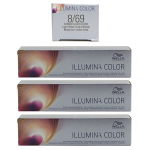 Wella Illumina 3 x 60 ml 8/69 hellblond violett cendre
