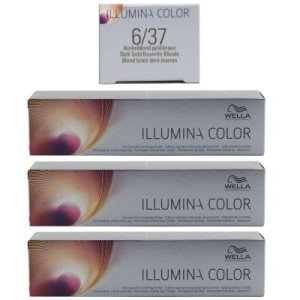 Wella Illumina 3 x 60 ml 6/37 dunkelblond gold braun