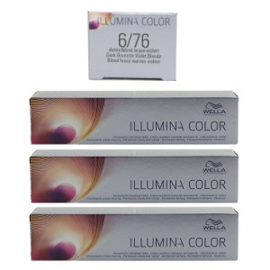 Wella Illumina 3 x 60 ml 6/76 dunkelblond braun violett