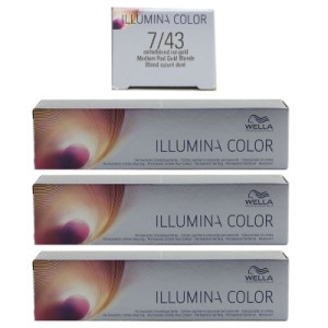 Wella Illumina 3 x 60 ml 7/43 mittelblond rot gold
