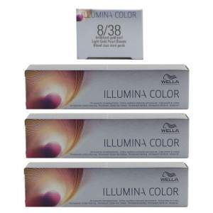 Wella Illumina 3 x 60 ml 8/38 hellblond gold perl