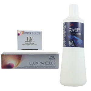 Wella Illumina 60 ml 10/ hell lichtblond & 1000 ml 6 % Entwickler