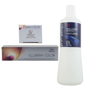 Wella Illumina 60 ml 6/ dunkelblond & 1000 ml 6 % Entwickler