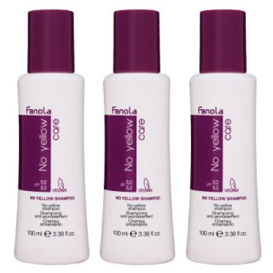 Fanola No Yellow Shampoo 3 x 100 ml für Blondes Haar Silbershampoo