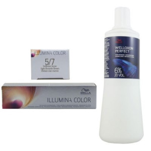 Wella Illumina 60 ml 5/7 hellbraun braun & 1000 ml 6 % Entwickler