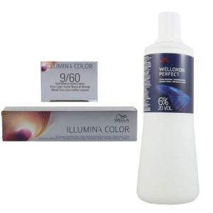Wella Illumina 60 ml 9/60 lichtblond violett natur & 1000 ml 6% Entwickler