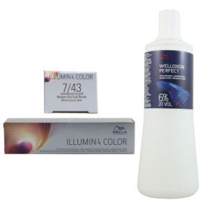 Wella Illumina 60 ml 7/43 mittelblond rot gold & 1000 ml 6 % Entwickler