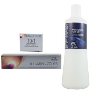 Wella Illumina 60 ml 10/1 hell lichtblond asch & 1000 ml 6 % Entwickler