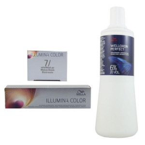 Wella Illumina 60 ml 7/ mittelblond & 1000 ml 6 % Entwickler