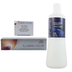 Wella Illumina 60 ml 7/31 mittelblond gold asch & 1000 ml 6 % Entwickler