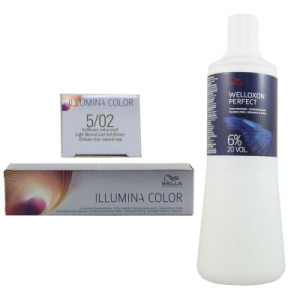 Wella Illumina 60 ml 5/02 hellbraun natur matt & 1000 ml 6 % Entwickler