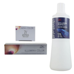 Wella Illumina 60 ml 7/ mittelblond & 1000 ml 9 % Entwickler