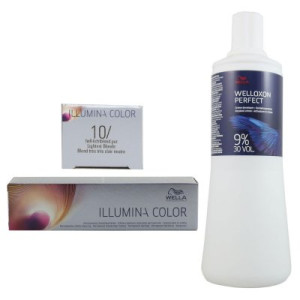 Wella Illumina 60 ml 10/ hell lichtblond & 1000 ml 9 % Entwickler