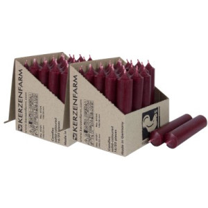 2 x 25 Stabkerzen Dunkelrot 100 x 22 mm Kerzenfarm Kerzen Candle