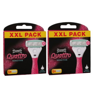 Wilkinson Quattro For Women Sensitiv 2 x 6 Rasierklingen Ersatzklingen Aloe Vera XXL