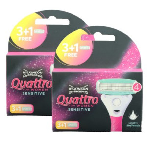 Wilkinson Quattro For Women Sensitiv 2 x 3+1 Rasierklingen Ersatzklingen Aloe Vera