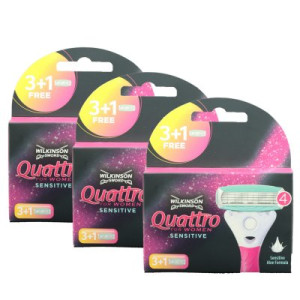 Wilkinson Quattro For Women Sensitiv 3 x 3+1 Rasierklingen Ersatzklingen Aloe Vera