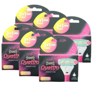 Wilkinson Quattro For Women Sensitiv 6 x 3+1 Rasierklingen Ersatzklingen Aloe Vera