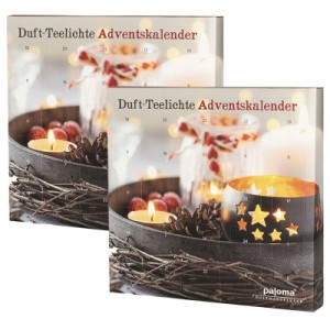2 x Pajoma Adventskalender 24 Duft Teelichte & 1 Teelichthalter