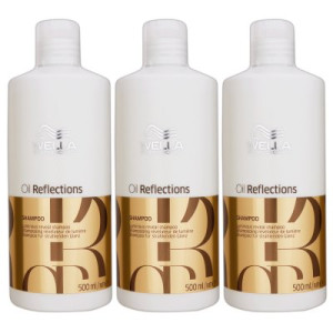 Wella Oil Reflections 3 x 500 ml Shampoo für alle Haartypen