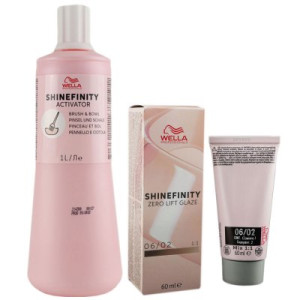 Wella Shinefinity Glaze Natural 60ml 06/02 & Activator Brush Bowl 2% 1L Entwickler